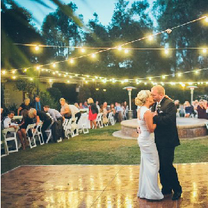 A wedding held in an  restaurant